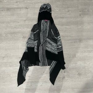 Women’s Black and Gray Hooded Cardigan
